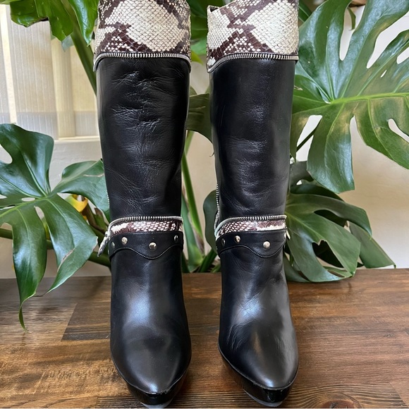 Tabitha Simmons “Heidi” Black Snakeskin Nappa Leather Stiletto Boots EU38 $1,695 - Picture 3 of 15